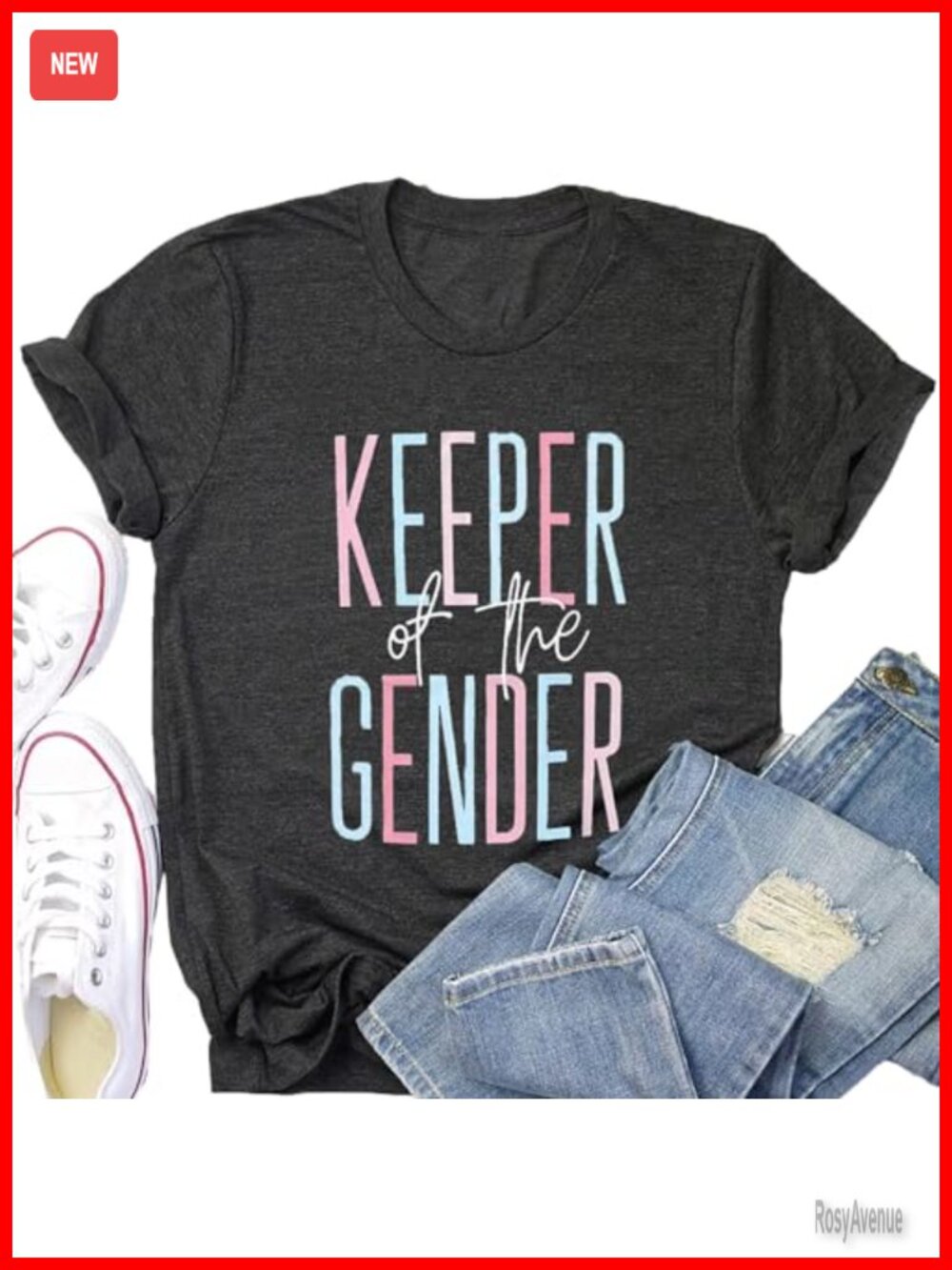 Keeper of the Gender Maternity T-Shirt Cotton Blend Gender Reveal Baby Feet